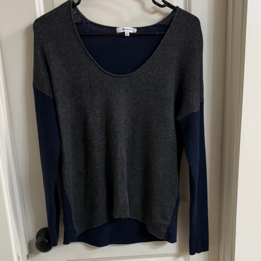 Madewell Gray and Navy Women's Sweater